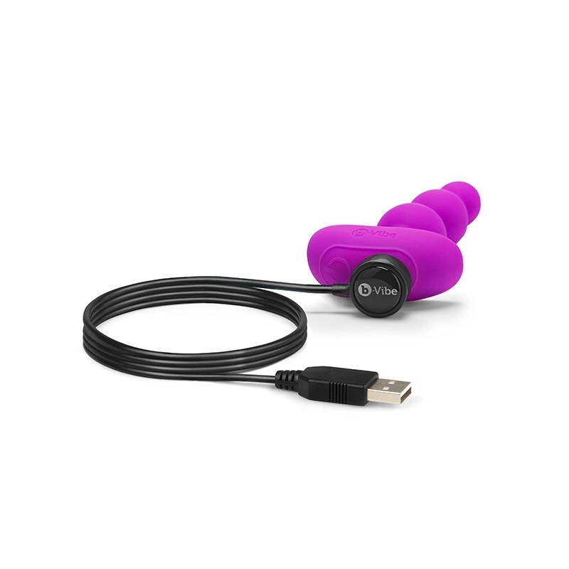 Koraliki analne wibrujące - B-Vibe Triplet Fuchsia